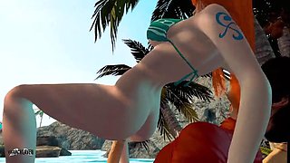 Nami relieving stress at the beach - 3D Animation by VirtualHeaven