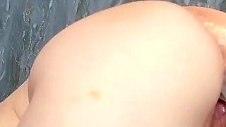 Hot Lesbian Gets Fucked by a Big Dildo Together with Her Friends