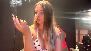 Your Perfect Blondie Smokes in Bra