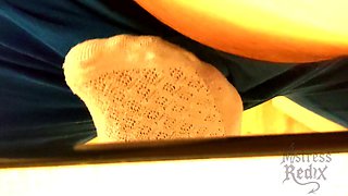 Sockjob & Ruined Orgasm Under Table