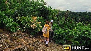 Cuck BF is helpless as Emejota sits on strangers huge meat in the woods