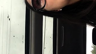 Glamour babe with big boobs masturbates in lingerie