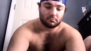 Fat amateur boy fucks his ass with a dildo and jerks off
