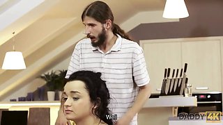 Daddy4k. hottie wants to go for a walk but sucks older rod instead