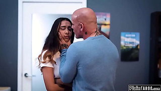 Stepdad fucks his naughty stepdaughter Kiarra Kai rough