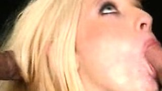 Blonde milf housewife having group sex in a kitchen