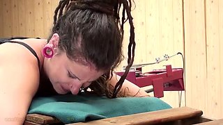 Blonde Lesbian Spanking Machine - Big Ass Whipping German HD