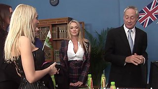 Wild Brits in Lingerie go all out for a XXX-traordinary Office Orgy!