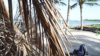 Latina Creampie and Facial on the Beach