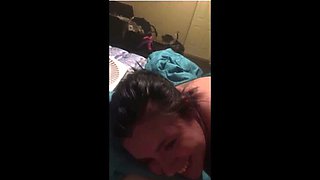 Step Daughter Deep Throats Big Dick While Sharing Dirty Story and Gets Massive Cum in Her Hair