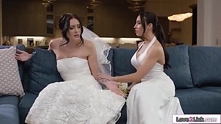 Busty Bride Fingered By Her Big Tit Wife