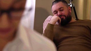Milf dressed like a collage girl gets too horny and rides her bf's cock relentlessly