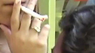 An Innocent Asian Girl Learns Some Bad Habits Like Smoking and Sucking Two Dicks