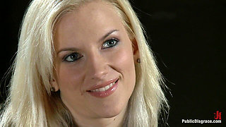 19 Year Old with Huge Natural Tits Gets Humiliated and Fucked in Public