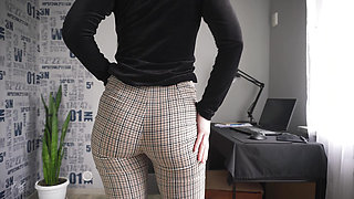 Office Worker Shows Off Ass In Super Tight Trousers