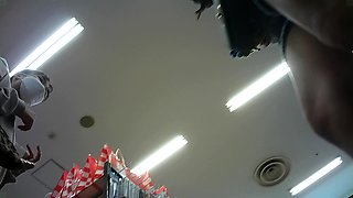 Asian upskirt panties caught by voyeur cam