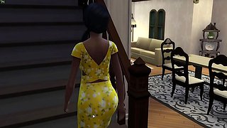 Ebony stepmom gives blowjob to black stepson