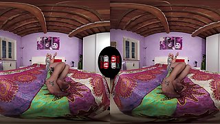 Hot Blonde Ammalia Laying In Bed With Grey Nylons And Short Dress; Cute And Petite Blonde Leg And Foot Fetish Vr