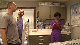 I got lucky with this hot ebony nurse! She gave me a handjob instead of my checkup