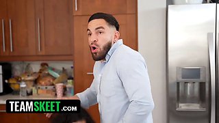 Crazy latina sister lets stepbro glide his massive pulsating schlong inbetween her bouncing boobs