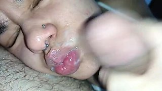 Deusa de Ebano Creampie Facial - Handjob & Cum Dripping Face