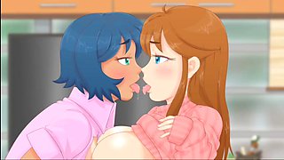 Milfs - Amanda came to visit and Marisa wants to give a hand job and kiss