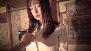 Asian first-timer Osanpomilkjp explores object insertion with a cucumber in her shaved pussy