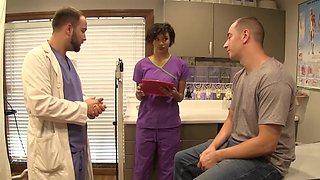 Jasmine Barnes, the hottest nurse ever, giving a handjob with passion.