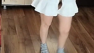Amateur Woman Has Fun Trying on Clothes and Cutting Them