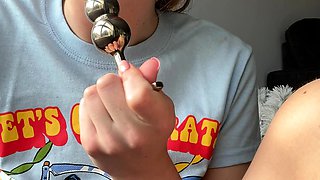 Curly Blonde Teen Records Solo Dildo Masturbation More at