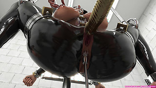 NOT Angela White in Hardcore Metal Bondage and Latex Catsuit Fetish 3D Animation