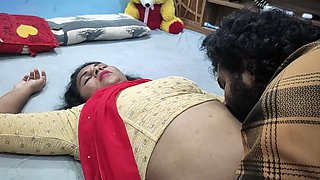 Red Half Saree Navel Lick Romance