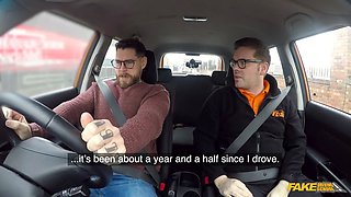 This cougar has is all blonde, Big Tits and a thirst for cock - faux driving school