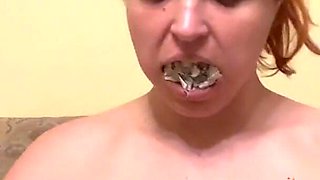 Newspaper Gag, Piss Soaked Scarf Over, Plastic Bag and Masturbation with 3 Dildos