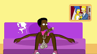 New Fitness Trainer With a Big Black Cock for a Married Housewife. Cartoon. Simpson Parody