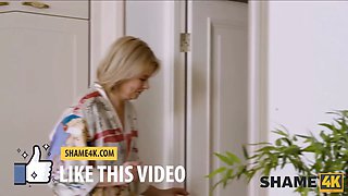 Shame4k. russian blonde milf caught with hot pictures and screwed by a fellow