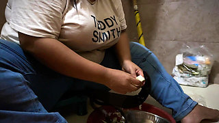 Indian Big Boobs & Huge Ass Hot Wife Fucked by Husband's Brother in Kitchen