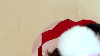 Submissive Lana Sucks cock and eats cum from a bowl