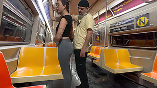 Student Girl Gets Cum on New York Subway Train.