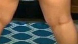 Amateur BBW Kristin with glasses masturbates