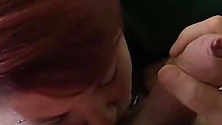 Jerk off in the morning, she helps with ball licking and cum eating
