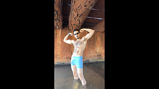 I took a shower in my underwear and got a hard-on