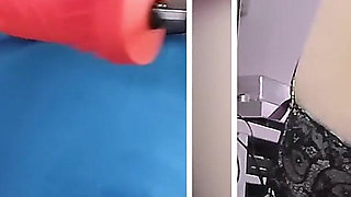 Big Dildo Anal Masturbation on the Fucking Machine