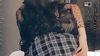Bareback cock fucks shemale slut from behind
