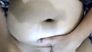 Cute pregnant Latina teasing with dildo on webcam