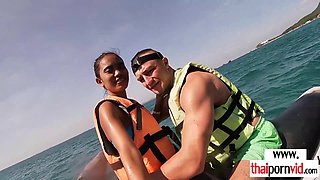 Amateur Thai teen sucking BWC on jet ski