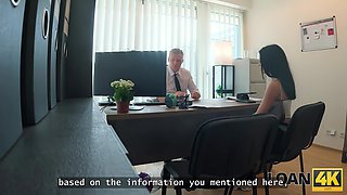 Loan4K – Brunette beauty takes risky office deal for intense pleasure