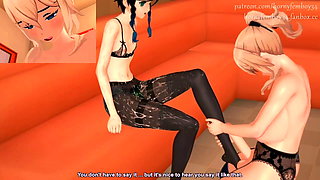 FUTA Jean ejaculate on Venti pantyhose. (Genshin Impact)