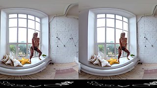 Fishnet Goddess - Blonde, Shaved, Striptease - Sexlikereal