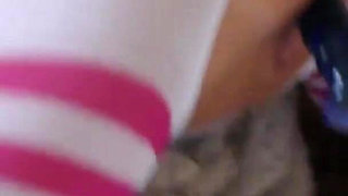 Close up Toy Fucking My Tight Wet Cunt in Ripped Striped Tight in a Mask & Gloved